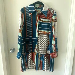 NWOT Zara Scarf Print Shirt Dress